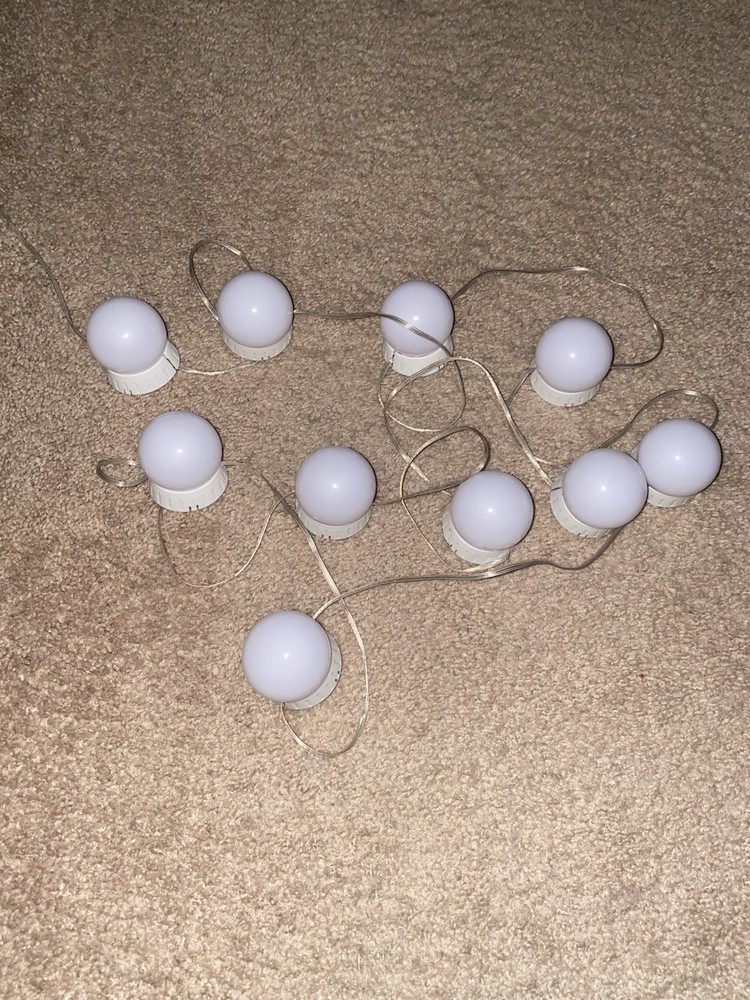 USB LED Bulb/Globe String Lights Clear White, Clear Cord, Inline Switch Vanity