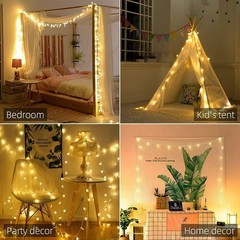 Guirnalda de luces LED navideñas con forma de estrella de 100 pies
