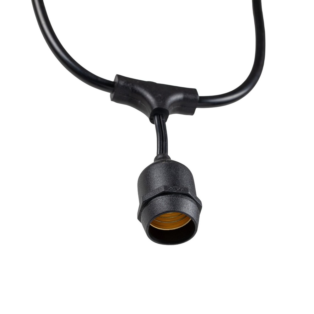 48 foot S14 Suspended Edison Outdoor Patio String, Black Wire, E26 Medium Base