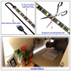 5V 5050 60SMD/M RGB LED Strip Light Bar TV Back Lighting Kit+USB Remote Control
