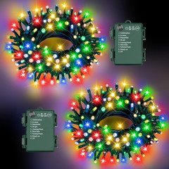 Battery Operated Christmas String Lights 100 LED 33ft, 2 Pack Timer