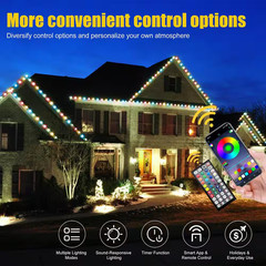 200 Ft. Black RGB Wired LED Outdoor 2In1 Eaves/Ground Lights: IP67 Waterproof, R