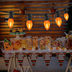 25FT C7 Orange LED Halloween String Lights, Waterproof Outdoor | Shatterproof, C