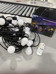 EAVELIGHT 100FT SMART OUTDOOR PATIO LIGHTS WITH REMOTE, BLACK/WHITE