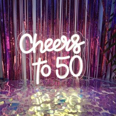 Cheers to 50 Years Neon Sign 50th Anniversary Decorations, LED Lights Sign 50…