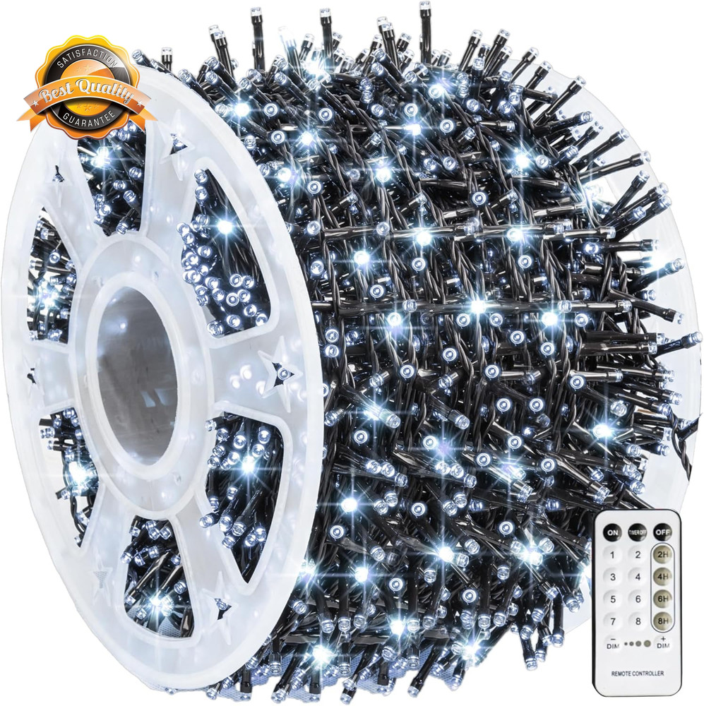 Outdoor Christmas String Lights, 1000 LED 328 FT Plug in Fairy Light with Remote