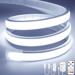 COB LED Strip Lights, 16.4Ft White Dimmable Self-Adhesive Led Rope Light with Re