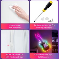 16.4ft WiFi RGB Rope Lights with Music Sync, Waterproof Flexible Dimmable Sma…