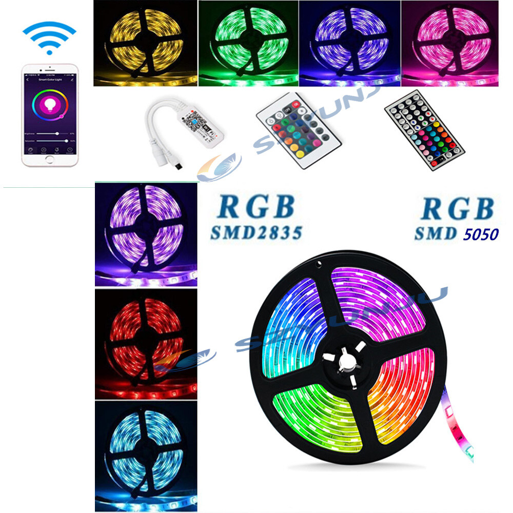 24/44-key WIFI Led Strip SMD 5050 2835 12V RGB Lights Flexible 5-15M 30/60LEDs/m
