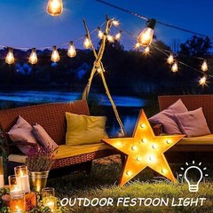 Outdoor Led String Light Plug in 50FT LED Lights with 25 Bulbs ST38 Shatterproof