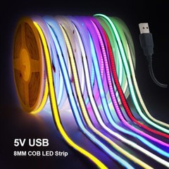 USB 5V COB LED Strip Super Thin 8mm 320LEDs/m Soft Flexible FOB Light Bar Decor