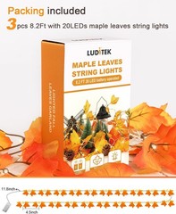Versatile Fall Leaf String Lights – 3-Pack of 24.6ft 60 LED Decor for Holidays