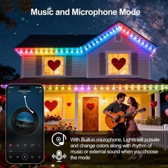 200Ft Permanent Outdoor Lights for House, App & Remote Control, RGB Smart Eaves