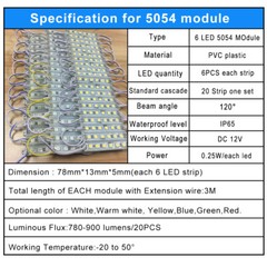 Bright IP65 Waterproof 5054 SMD 6 LED Module Light Window Store Front Lamp DC12V