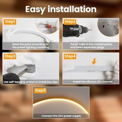 USA 24V Flexible Silicone COB LED Light Strip Waterproof for Home Floor Outdoor