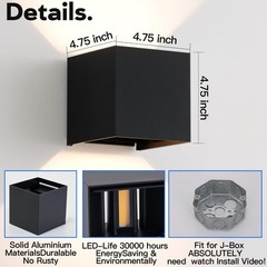 Scpitw Modern Wall Lights 4 Pcs Led Wall Pack Light Waterproof Outdoor Sconces