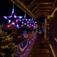 3 Pack Battery Operated 4th of July String Lights – Red White Blue Indoor Decor