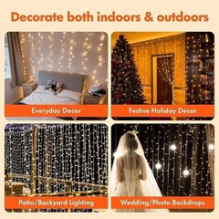 3M LED Curtain String Lights Fairy USB 8 Modes Garland for Christmas Wedding