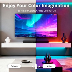 Lctkjtp Led Strip Lightsrgb Music Sync Color Changing Led Lights Smart App