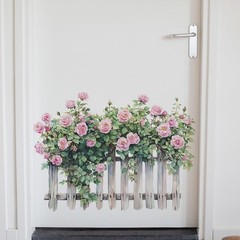 Romantic Rose Decals Floral Wall Decor, Rose Vine Fence Flowers Stickers Wall…