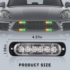 4-Pack 6 LED Amber Strobe Lights Vehicles Trucks 4 Pieces Amber/Green