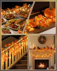 Versatile Fall Leaf String Lights – 3-Pack of 24.6ft 60 LED Decor for Holidays
