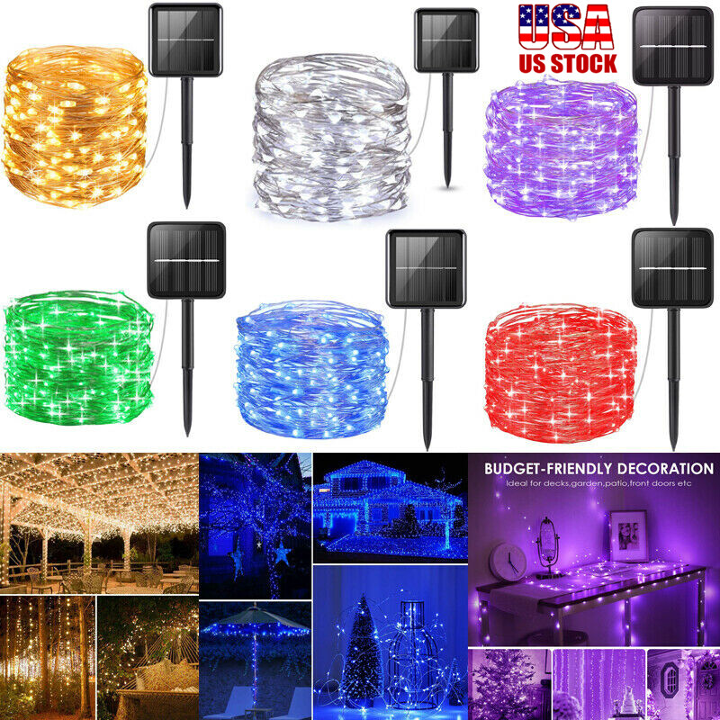 Outdoor Solar Fairy String Lights Copper Wire Waterproof Garden Decor 100/200LED