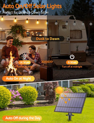 25Ft Solar String Lights Outdoor Waterproof with Remote Dimmable 3 Modes Patio