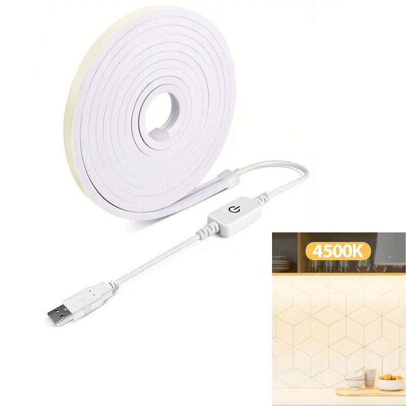 USB 5v Led Neon Strip Light Touch Switch Dimmable For Kitchen Bookshelf Wardrobe