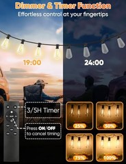 BRIGHTEVER 60FT OUTDOOR STRING LIGHTS WITH REMOTE, 3 COLOR IN 1 LED – BLACK