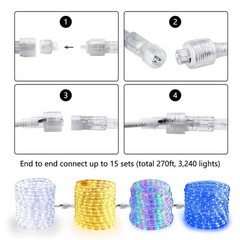 Brizled 18ft 216 LED Rope Lights, 120V ETL Listed Plugin Cool White