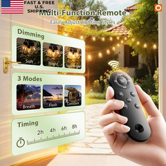 addlon 52(48+4) FT Solar String Lights 48+6FT(15 Sockets)(1 Pack), Black
