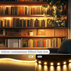 LED Strip Lights 6Ft, Warm White COB LED Light Strip USB Powered, Dimmable 2700K