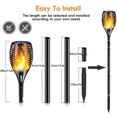 4 Pack Larger Solar Torch Lights with 96 LED, IP65 Waterproof Outdoor Flicker…