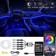Jushope Interior Car LED Strip Lights with Wireless APP and Remote Control, RGB