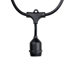 48 foot S14 Suspended Edison Outdoor Patio String, Black Wire, E26 Medium Base