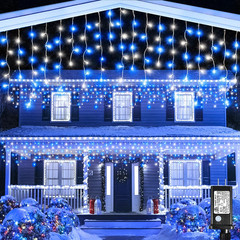 98FT 1216 LED Icicle Lights for Outside, 8 Modes 228 Drops, Cool White | Icicle