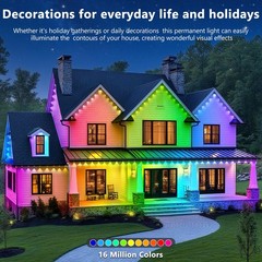 300FT RGB Outdoor Eaves Lights, App Control, IP67 Waterproof, Garden & Party …