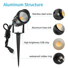 Outdoor Landscape Lights 7W 700LM,110V 120V LED Spot Lights,Waterproof Landsc…
