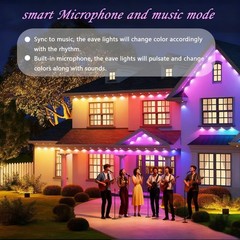 50/100/150FT Smart Permanent Outdoor LED Eaves Lights IC+RGB APP/Remote Control