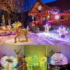 Solar 50-300LED Powered Fairy String Rope Strip Lights Outdoor Garden Patio