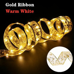1/2/5/10M Christmas Tree Ribbon Fairy Lights, Indoor DIY Bows String Light Batte