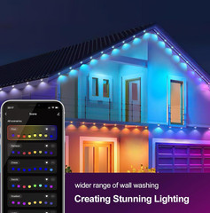 100FT Permanent Outdoor RGB+IC Eave Lights 72 LEDs Smart APP Control IP67