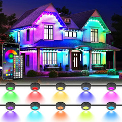 200 Ft. Black RGB Wired LED Outdoor 2In1 Eaves/Ground Lights: IP67 Waterproof, R