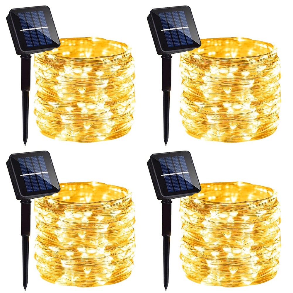 4 Pack Solar Fairy Lights 131Ft 400 LED Outdoor Twinkle Light with 8 Modes, W…
