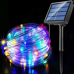 Solar Rope Lights Outdoor Tube Fairy String Lights Waterproof Garden Patio Decor