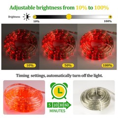 Red LED Rope Lights with Remote, Cuttable Connectable Flexible Tube Lights 8Mode