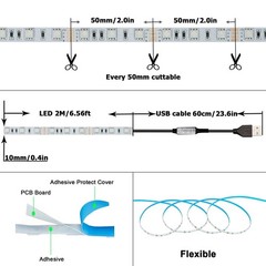 5V USB RGB Light USB Powered 13.2ft/4M (2pcs x 6.6ft) 240LEDs Flexible SMD 50…