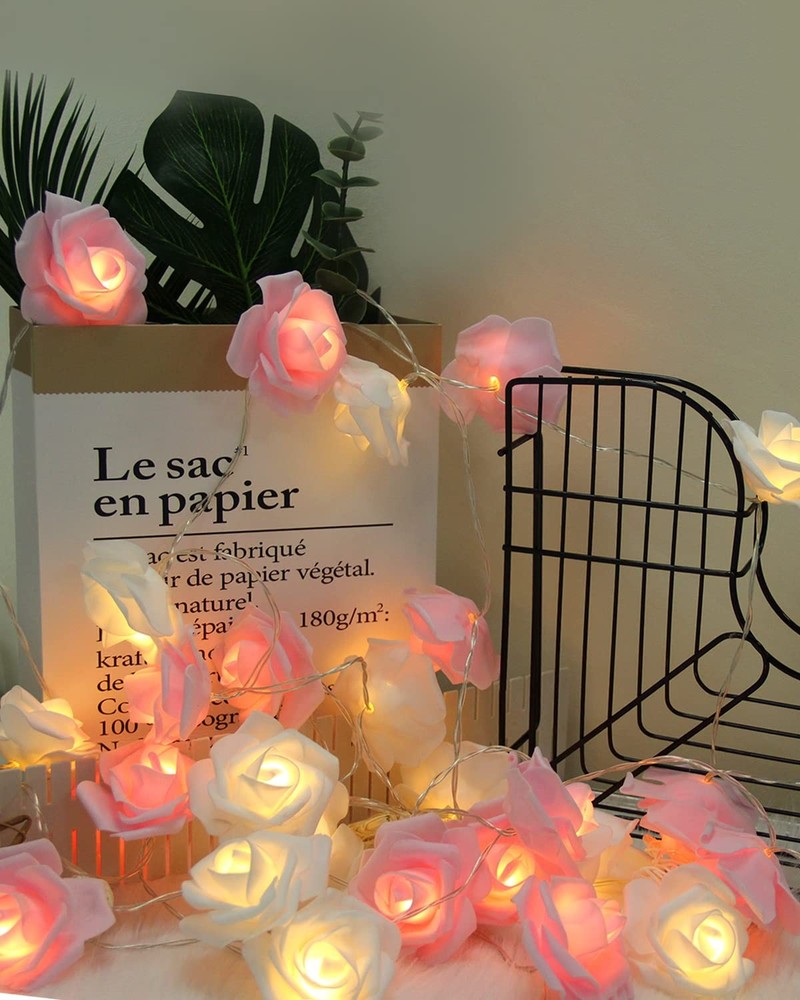 Birthday Decorations Rose Lights Wedding Decor Flower Fairy Lights