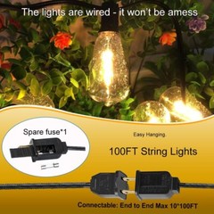 Outdoor Led String Light Plug in 50FT LED Lights with 25 Shatterproof 2700K ST38
